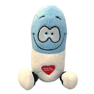 Just For Laughs Giggling Plush Laughing Happy Pill WORKS Funny Stress Relief 5"